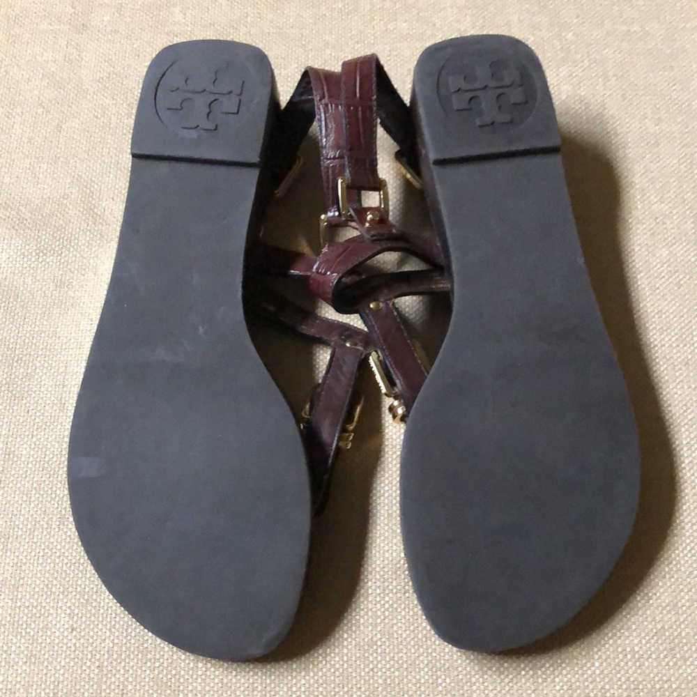 TORY BURCH brown thong gold accent sandals, 7.5 - Picture 6 of 10